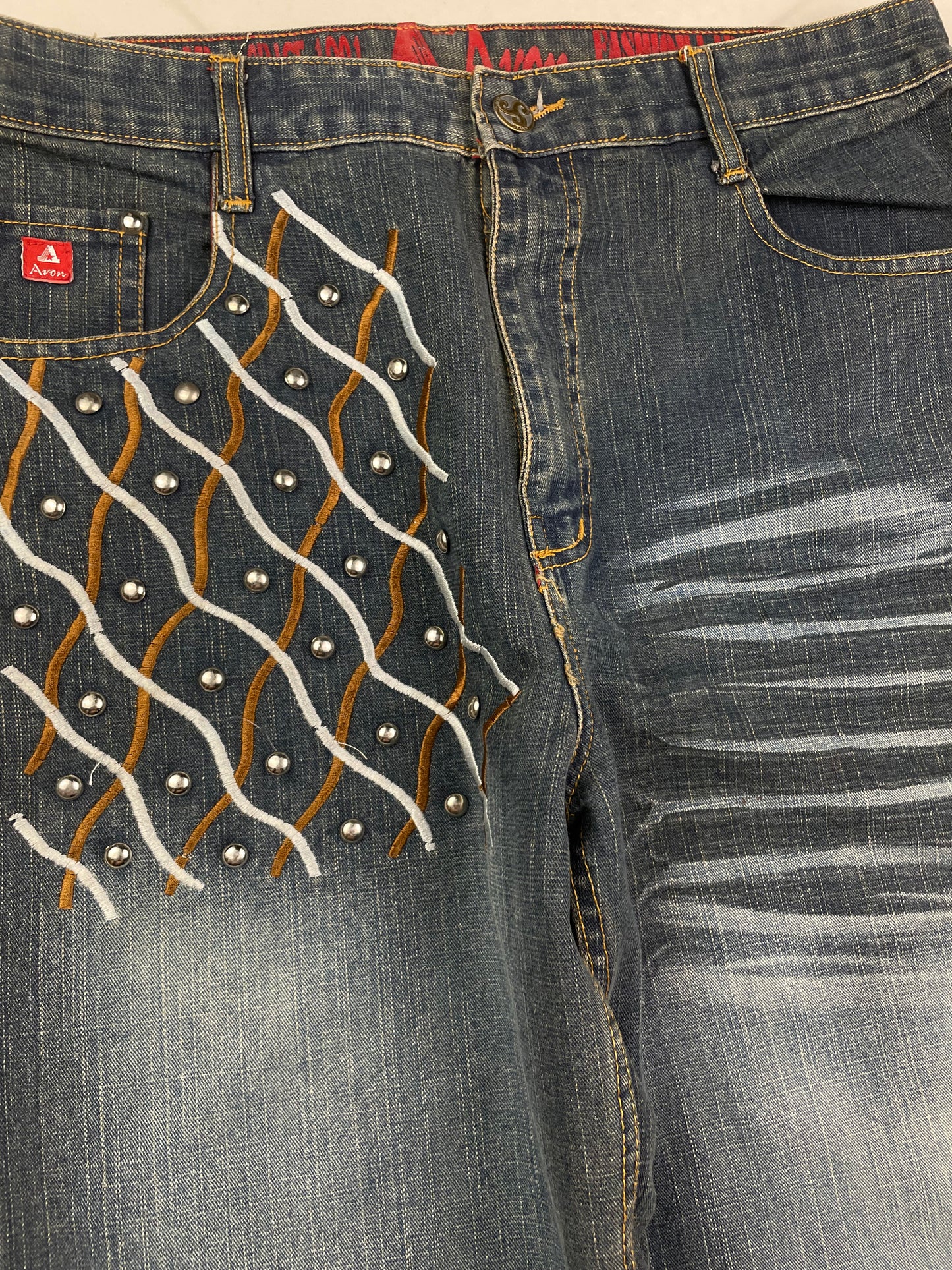 Y2k Studded & Embroidered Denim Pants