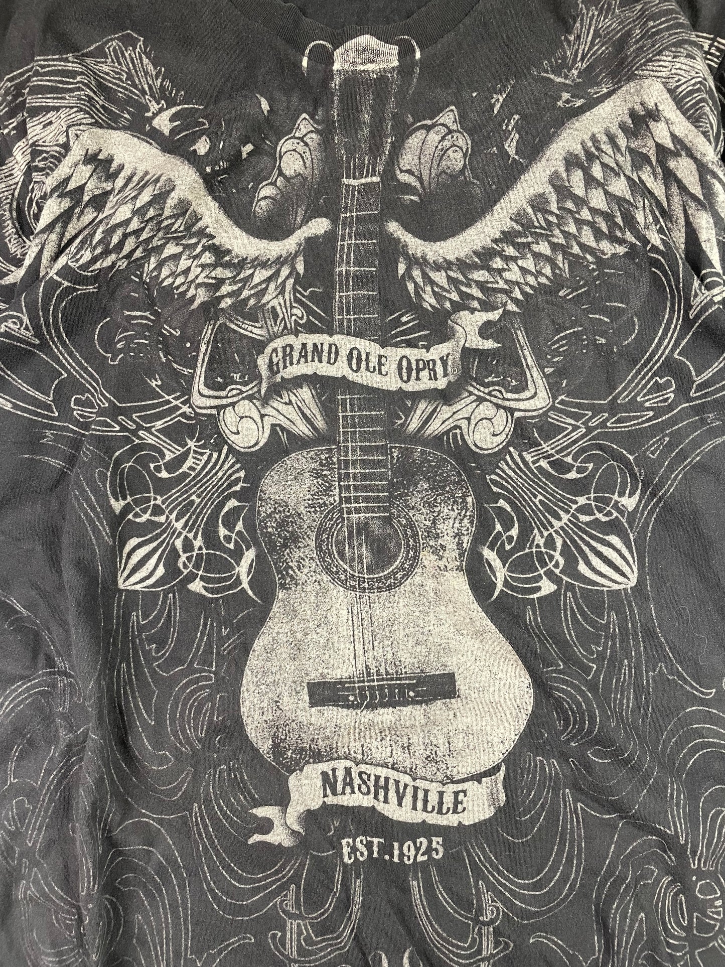 Vintage 00’s Affliction Style Allover Print tee