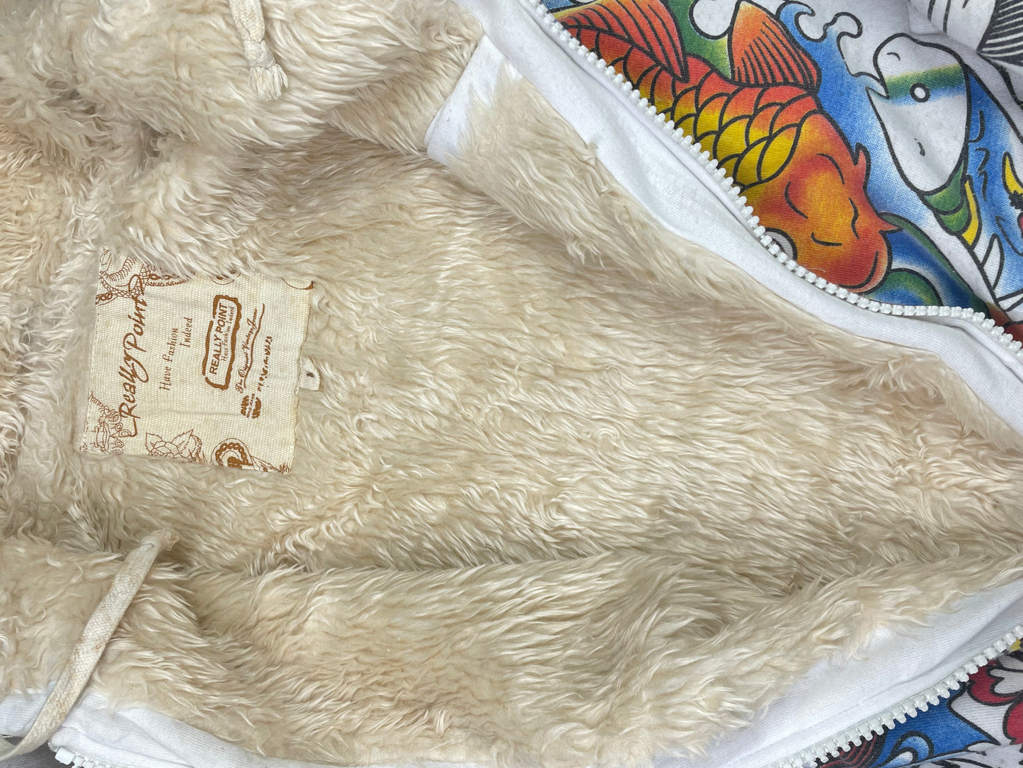 Y2k Japanese Allover Printed Fur lined jacket