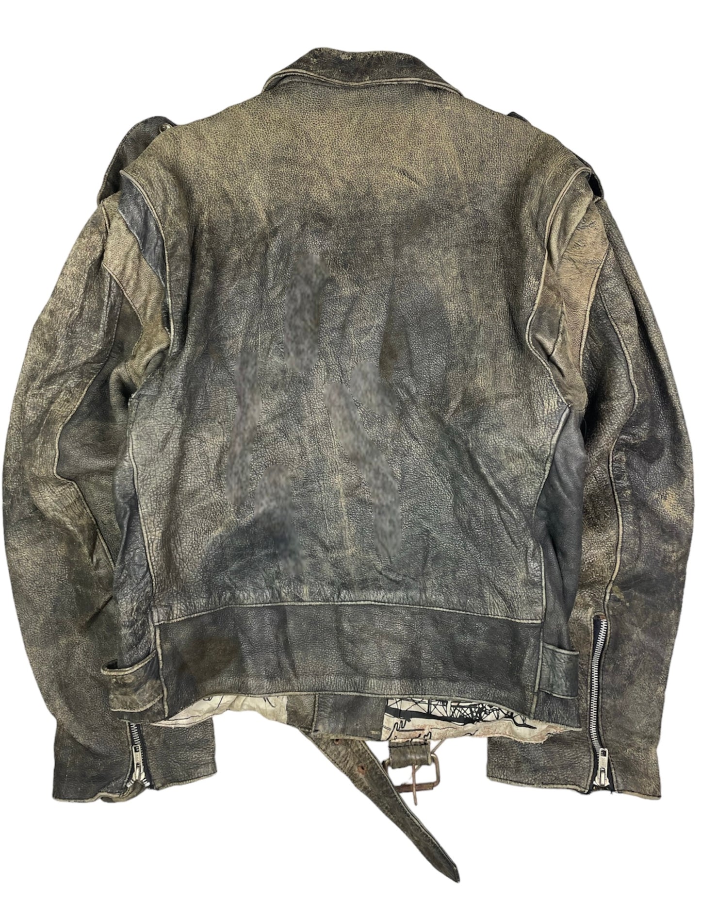 Vintage Thrashed Real Leather Biker jacket