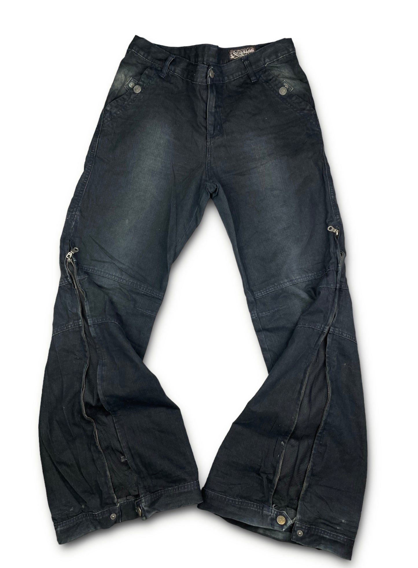 Vintage Zip Up Distressed Denim Pants