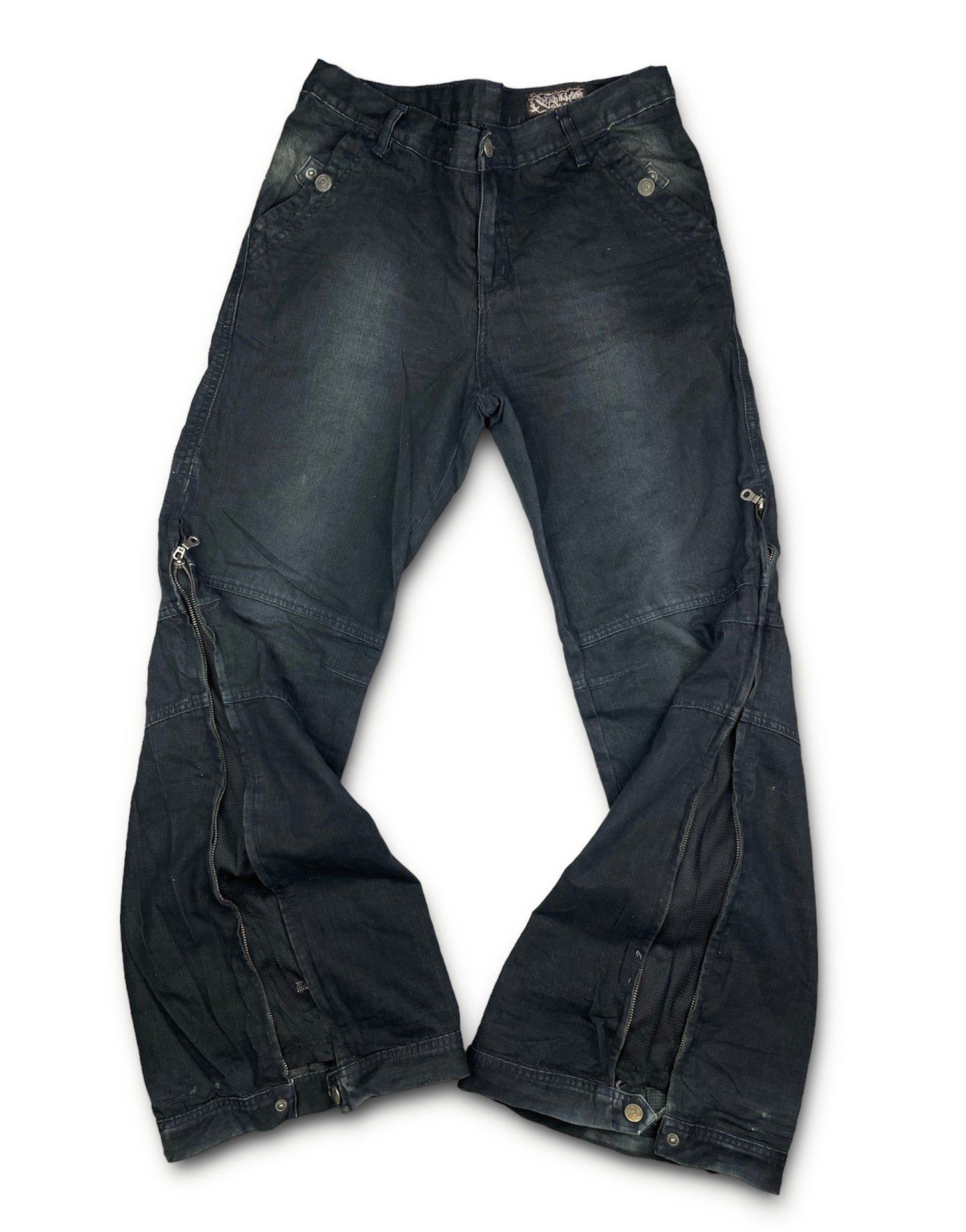 Vintage Zip Up Distressed Denim Pants