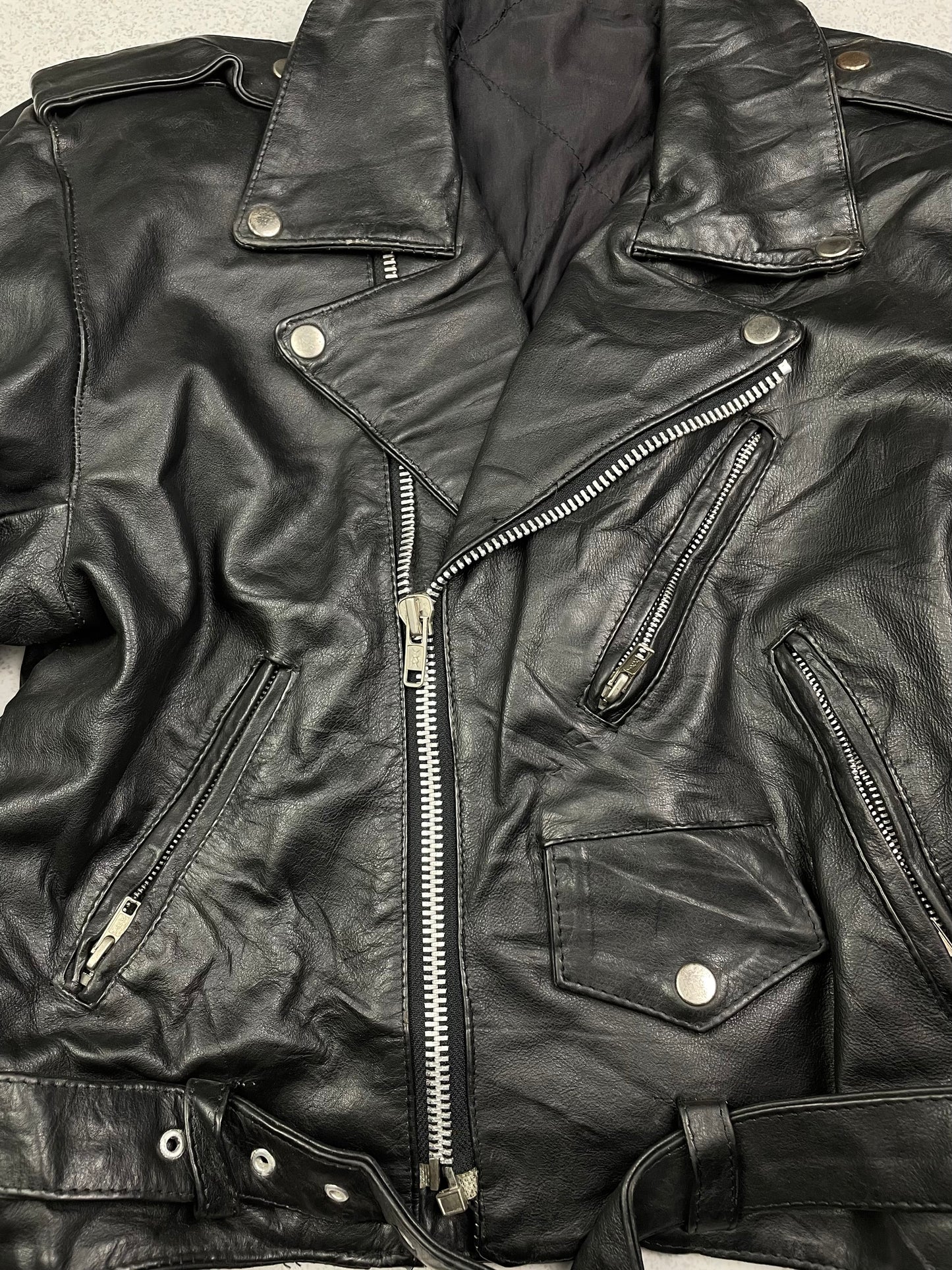 Vintage Cowhide Leather Biker Jacket