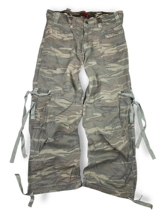 Y2k Bondage Camo Faded Cargo Pants