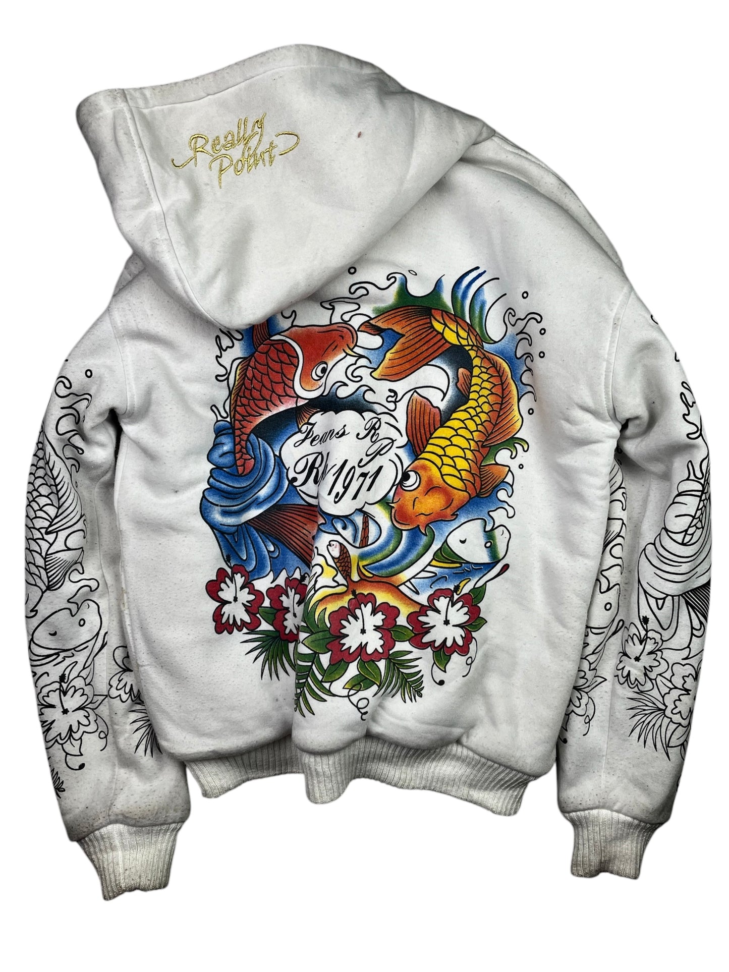 Y2k Japanese Allover Printed Fur lined jacket