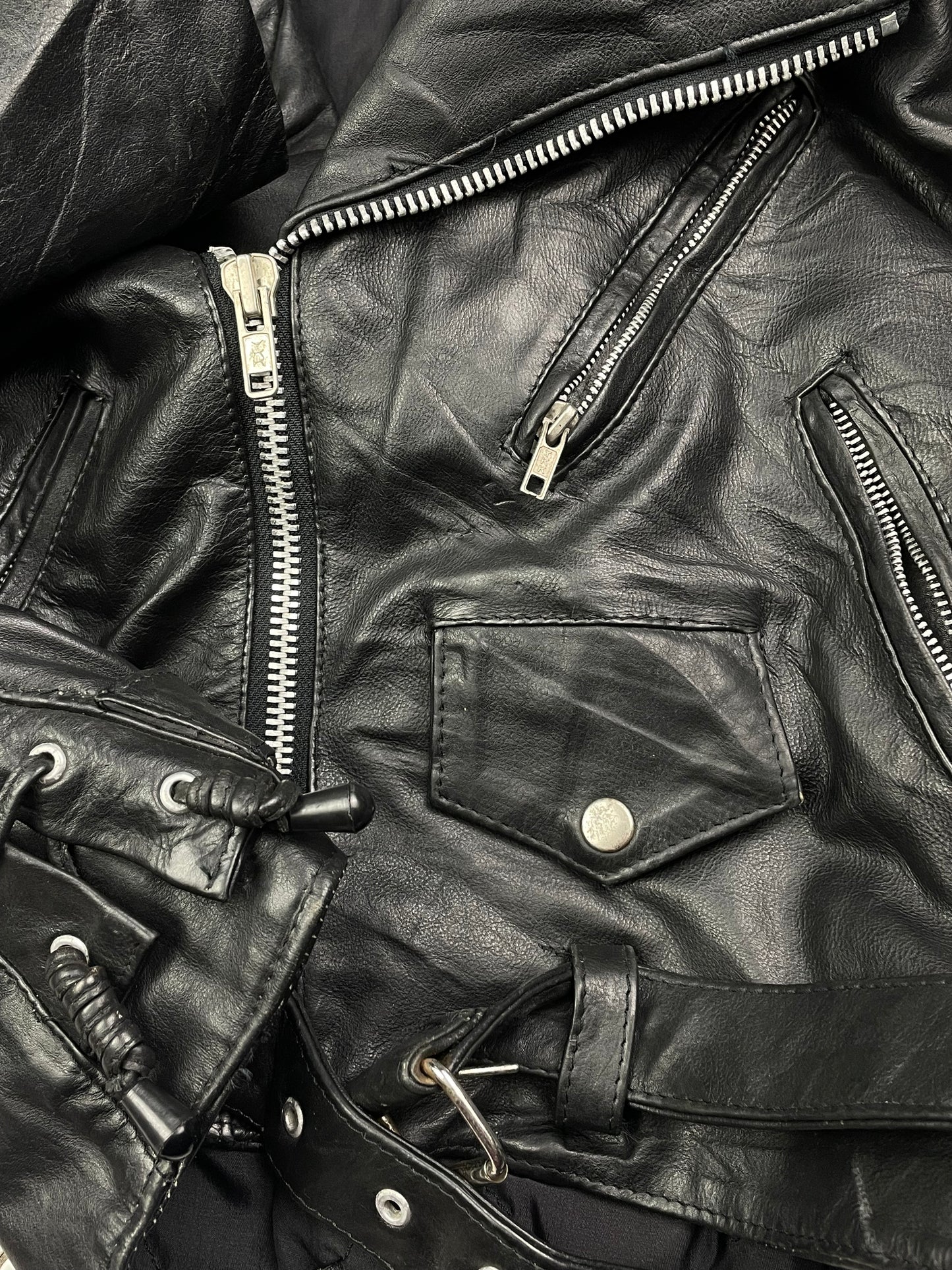 Vintage Cowhide Leather Biker Jacket