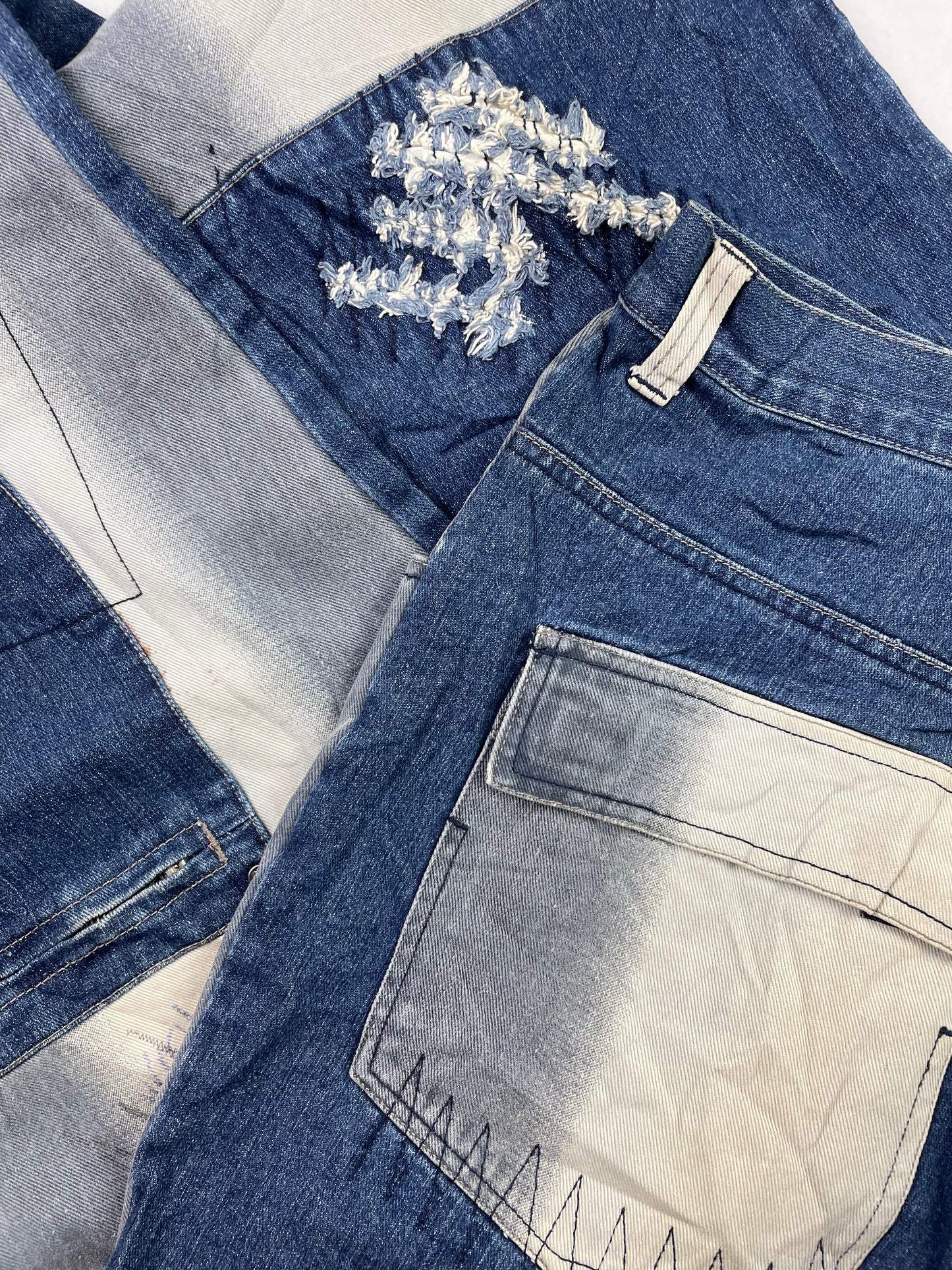 Vintage Raw Blue Baggy Reworked Denim pants