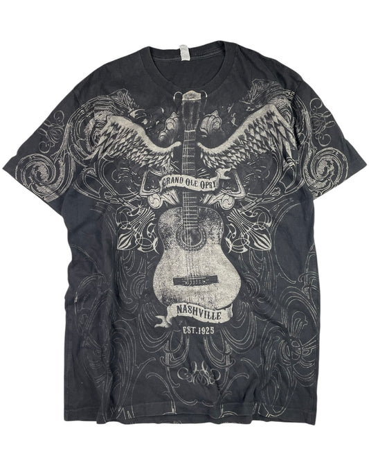 Vintage 00’s Affliction Style Allover Print tee