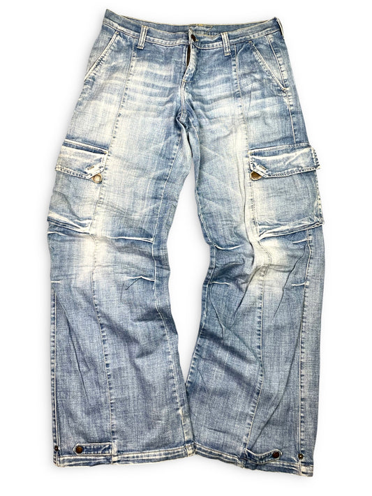 Y2k Washed Baggy Cargo Denim Pants