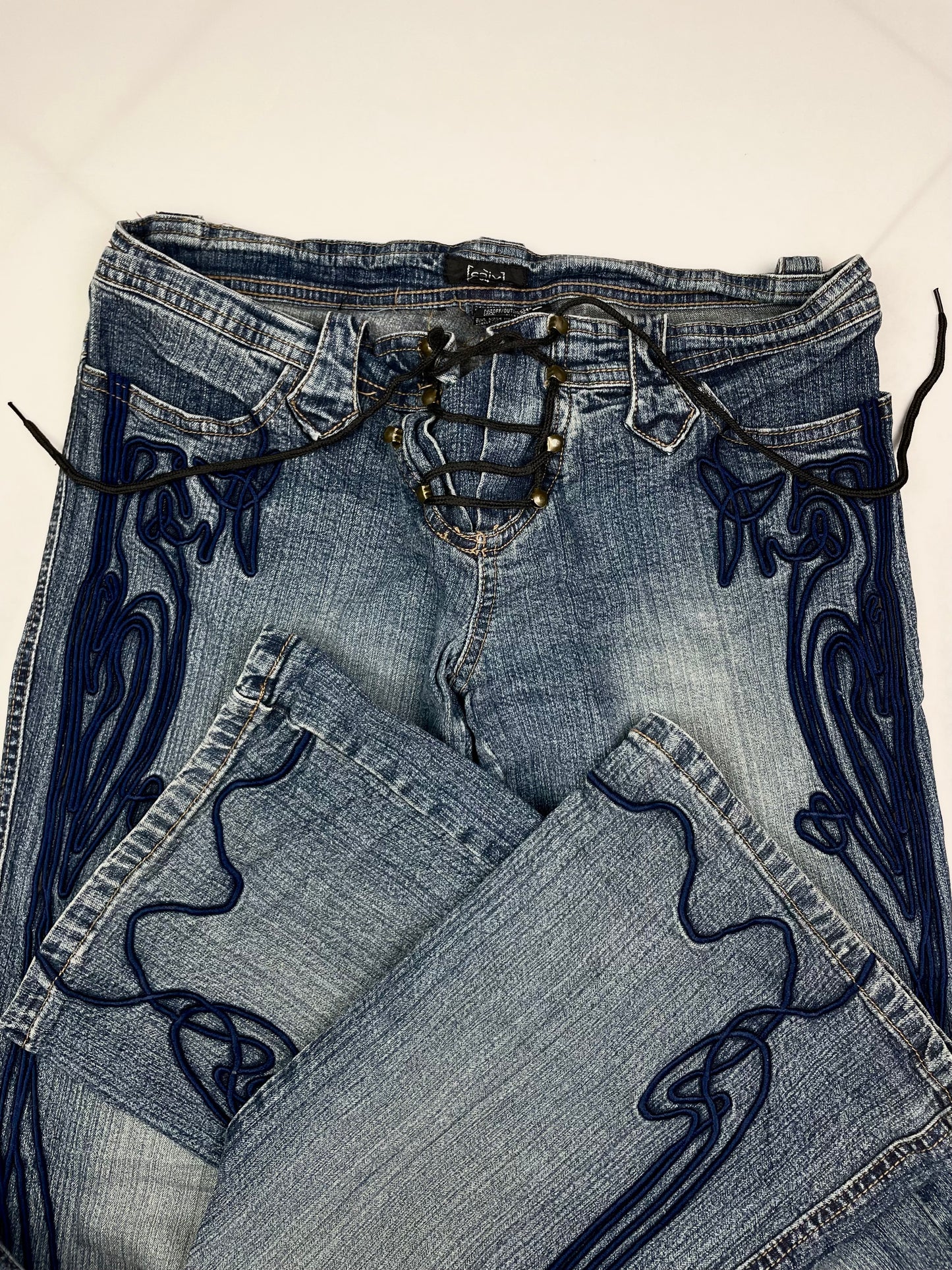 Vintage japanese Heavy Embroidered Denim