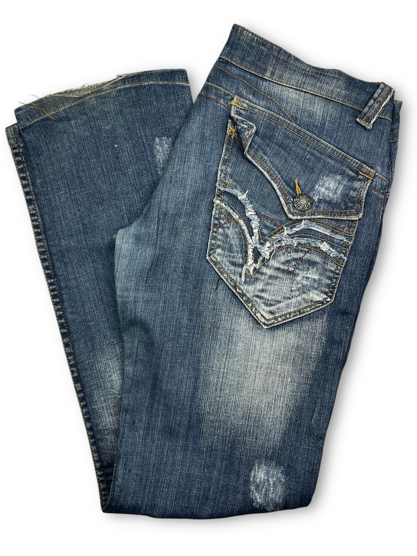 Y2k Washed & Distressed Denim Pants
