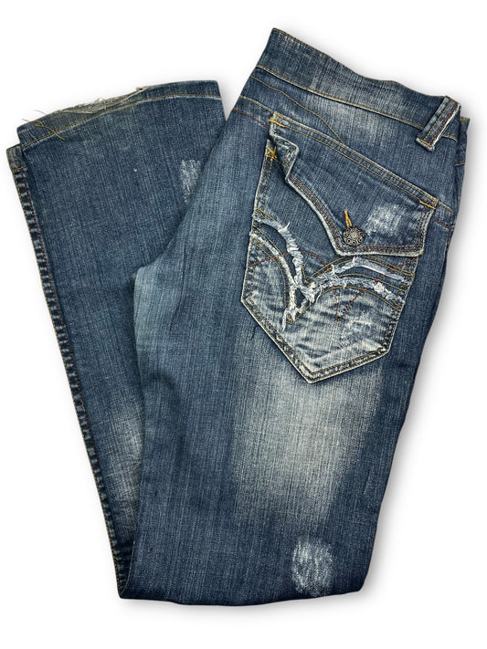Y2k Washed & Distressed Denim Pants