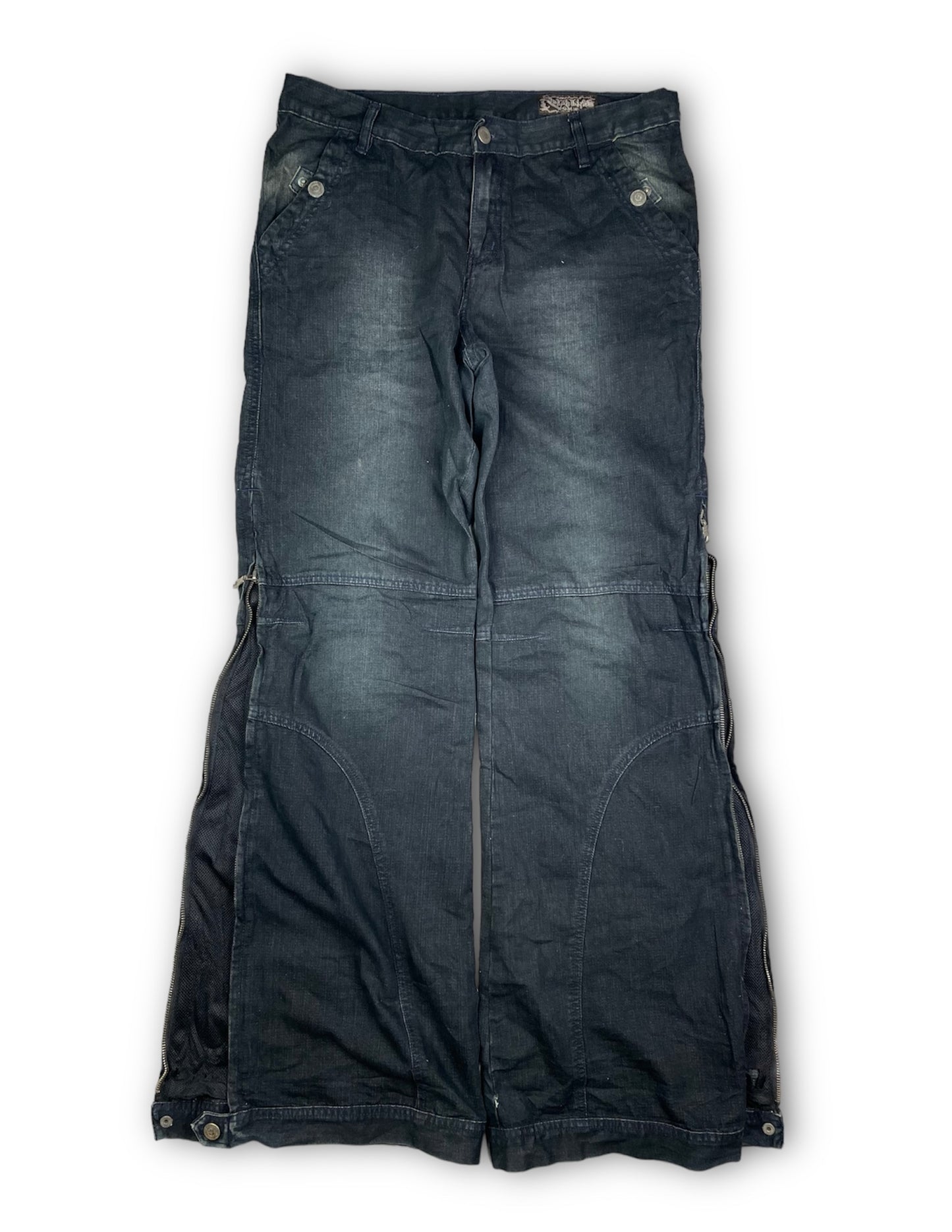 Vintage Zip Up Distressed Denim Pants