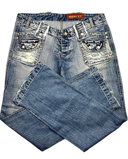 Vintage Y2k Multipocketed Washed Denim Pair