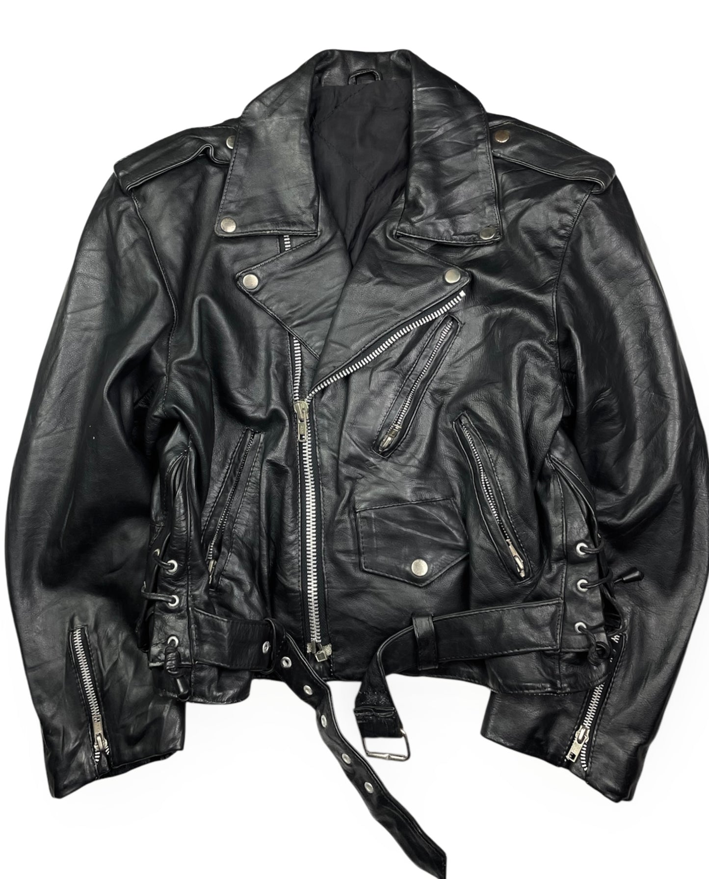 Vintage Cowhide Leather Biker Jacket