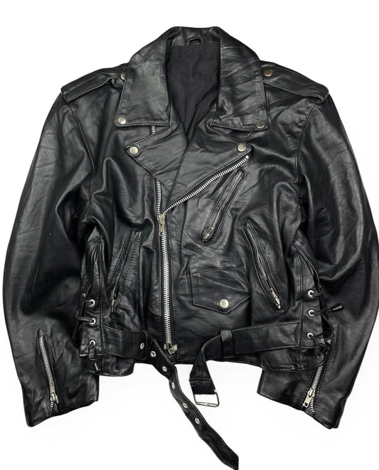 Vintage Cowhide Leather Biker Jacket