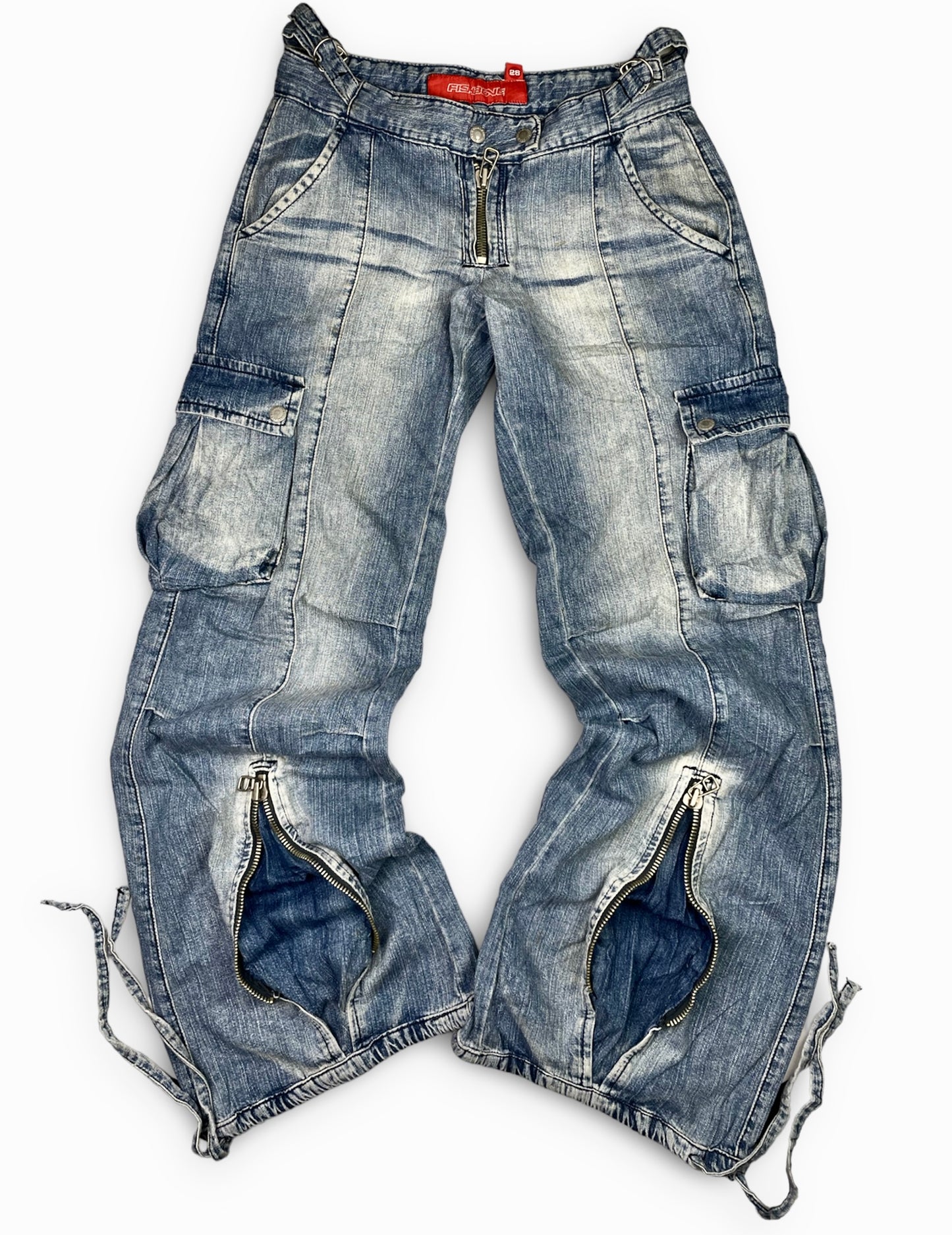 Vintage Y2k Fishbone Zip up Cargo Pants