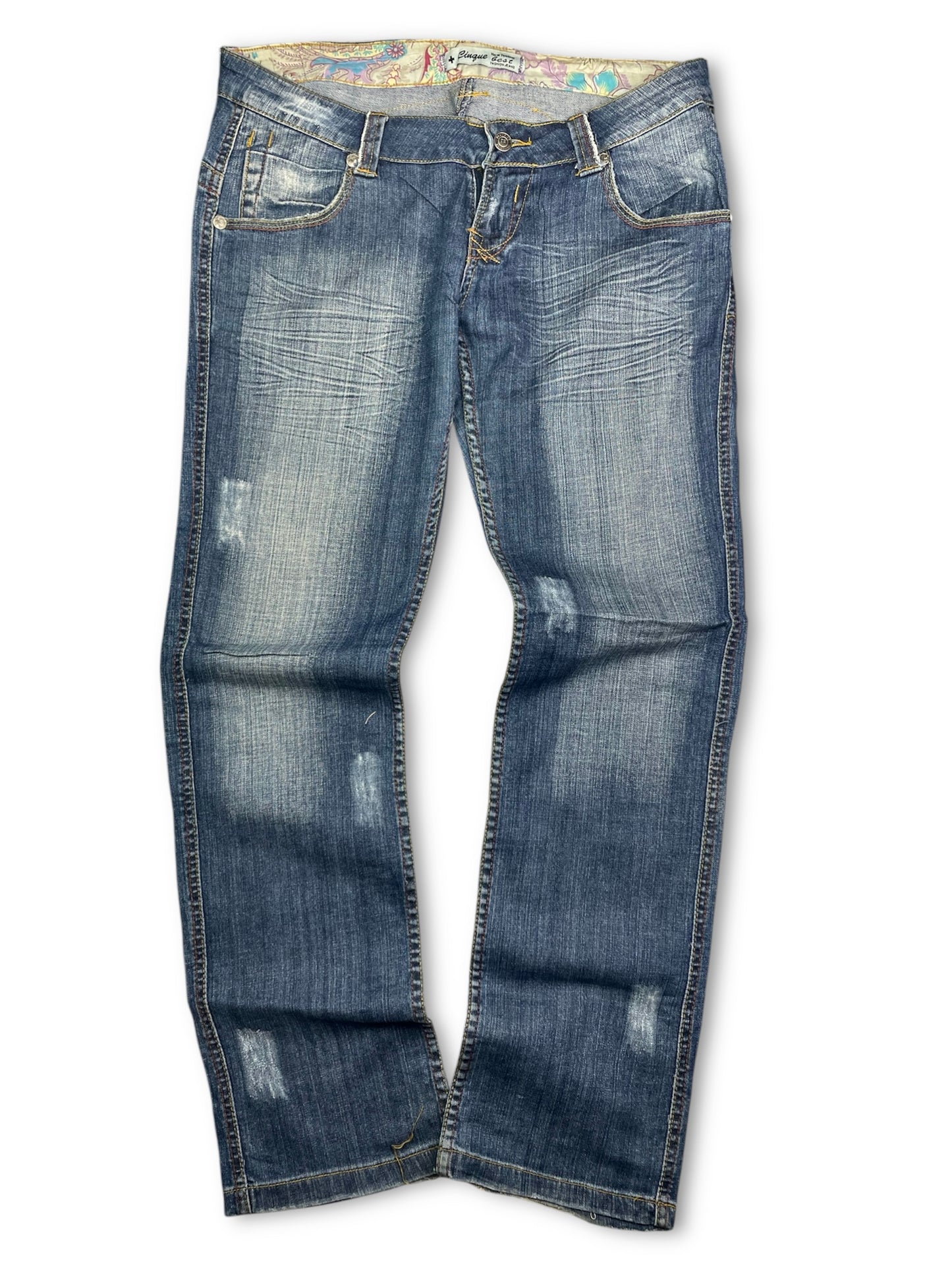 Y2k Washed & Distressed Denim Pants