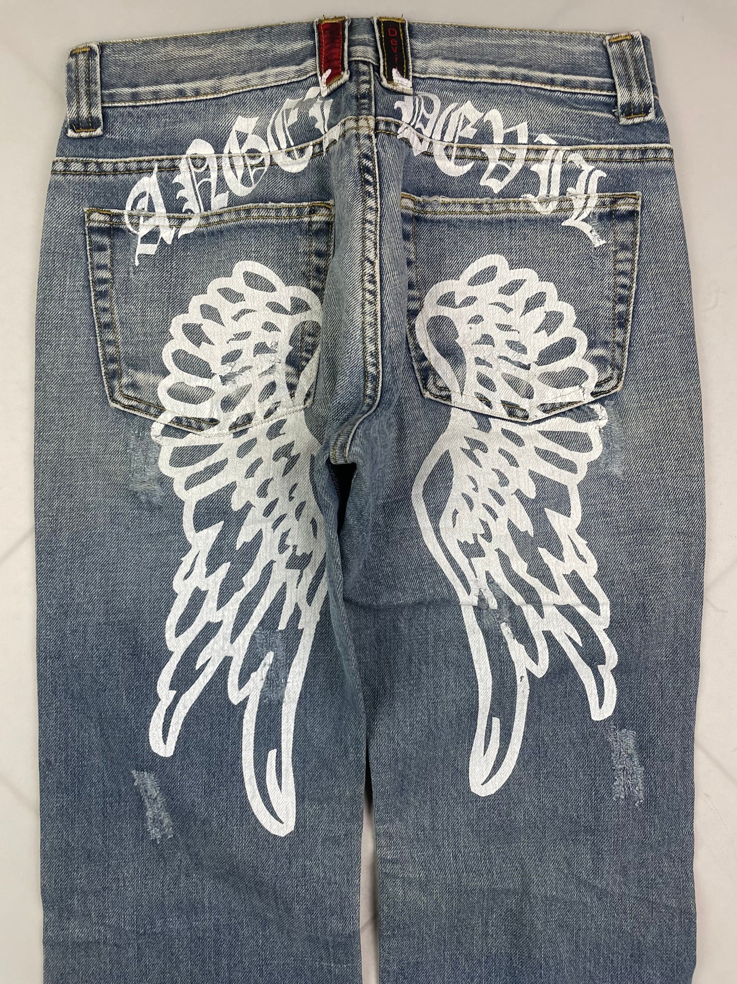 Y2k Angel Devil Printed Denim Pants