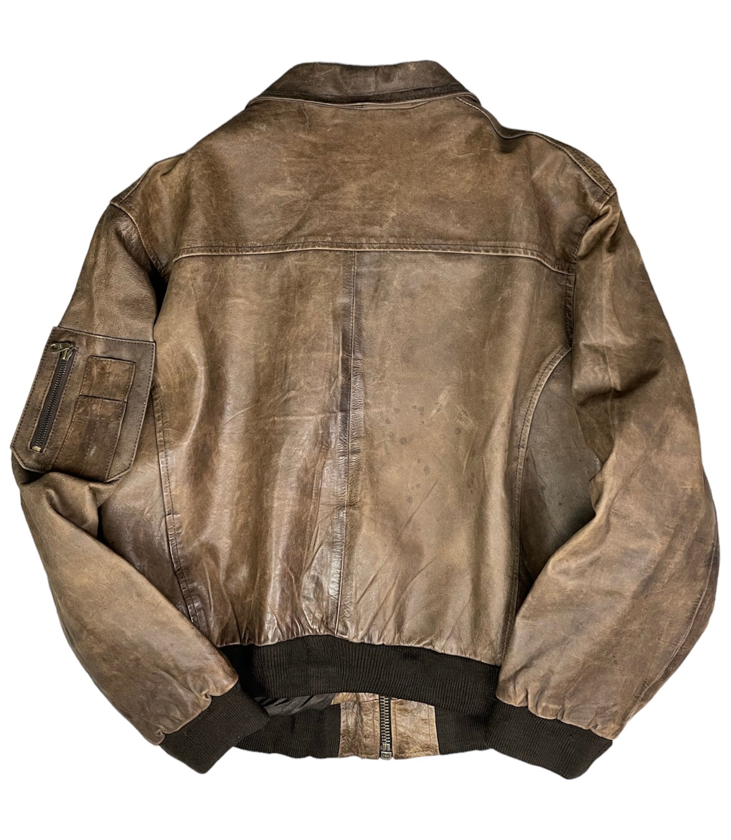 Vintage Washed Leather Aviator Bomber Jacket