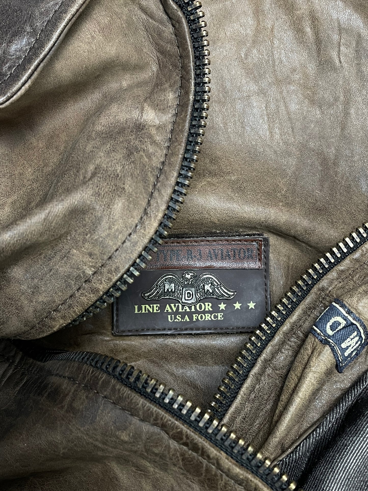 Vintage Washed Leather Aviator Bomber Jacket