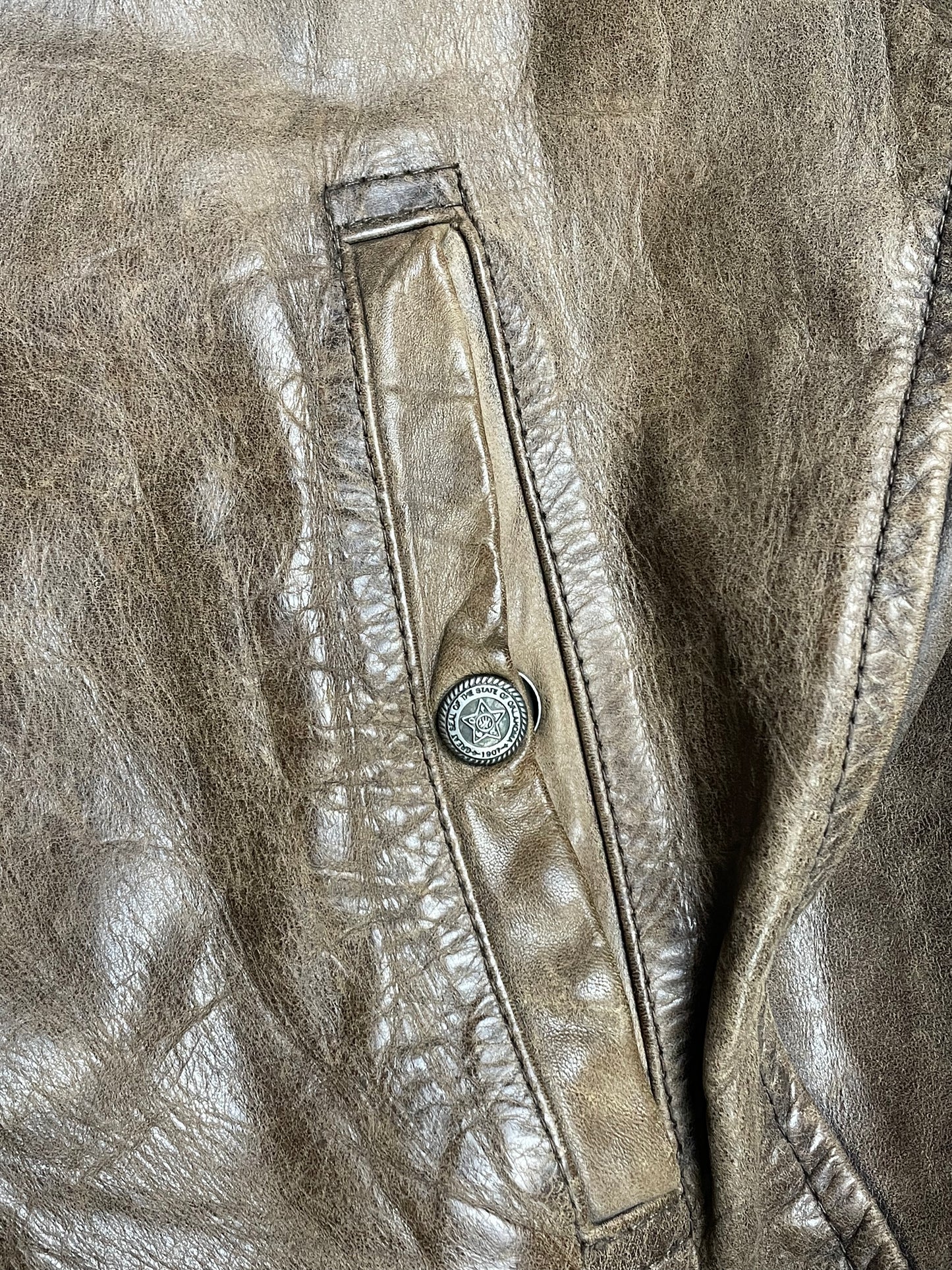 Vintage Washed Leather Aviator Bomber Jacket