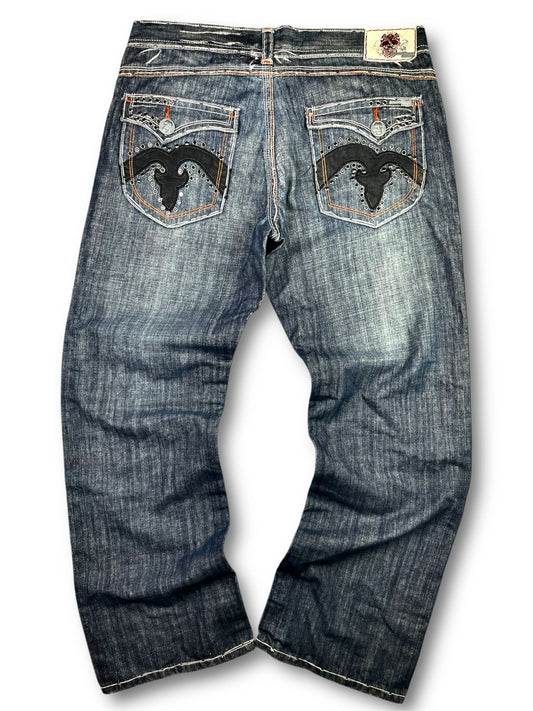 Vintage y2k studded & embroidered jeans