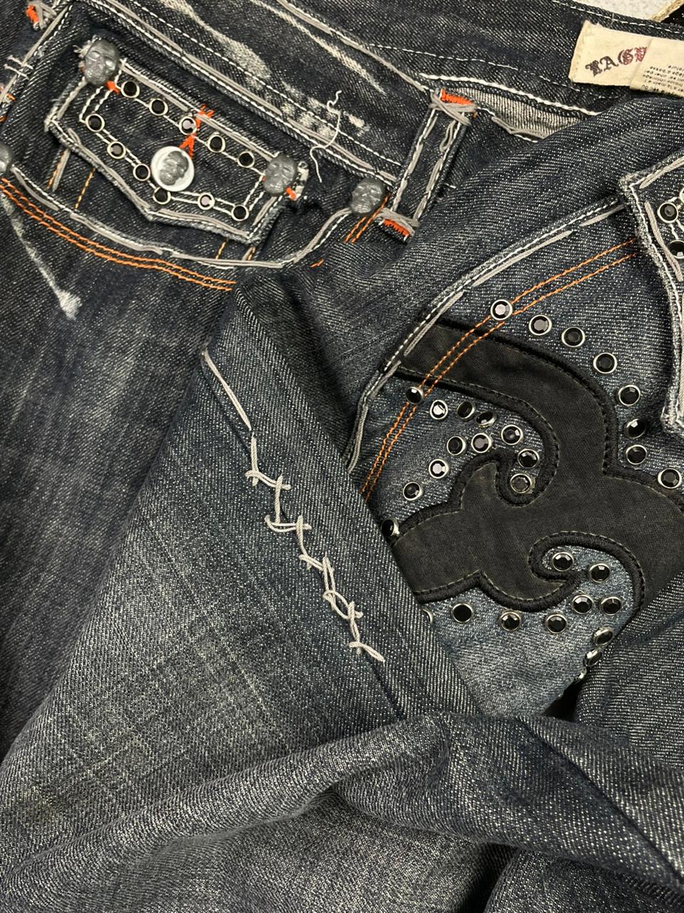 Vintage y2k studded & embroidered jeans